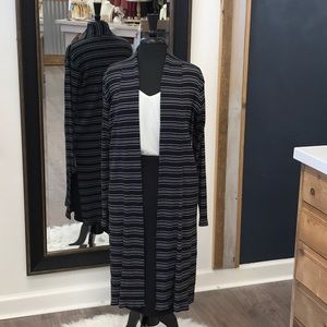 Black and White Striped Cardigan